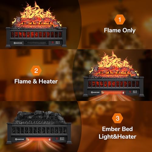 20-Inch Electric Fireplace Log Insert Heater with Remote Control 1500W