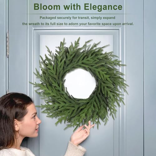 26-Inch Artificial Pine Christmas Wreath for Front Door, Indoor & Outdoor