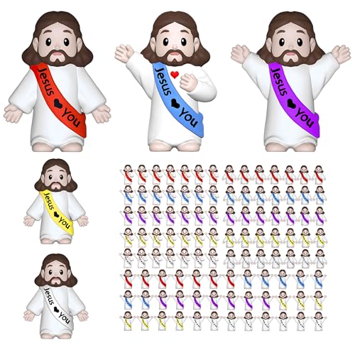 105 Pcs Mini Jesus Figurines - 1.4 Inch Tiny Religious Statues for Easter
