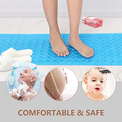 Extra Long Non-Slip Baby Bath Mat, 40 x 16 Inch Shower Mat with 200 Suction Cups