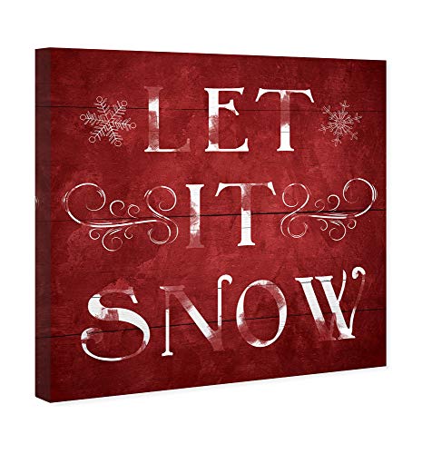 Wynwood Studio Holiday 'Let It Snow' Christmas Wall Art Canvas 30x30 inch, Red & White