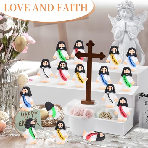 100 Mini Jesus Figurines, Tiny Rubber Religious Pocket Tokens in Bulk