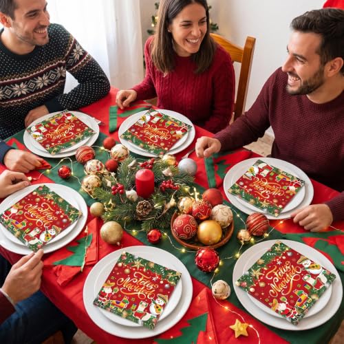 Deorfuy Feliz Navidad Spanish Christmas Party Napkins 50pcs - Festive Holiday Design