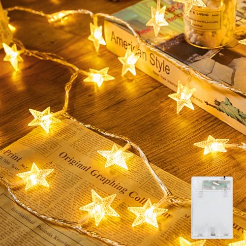 Minetom 17 ft 50 LED Star String Lights Battery Operated Fairy Lights