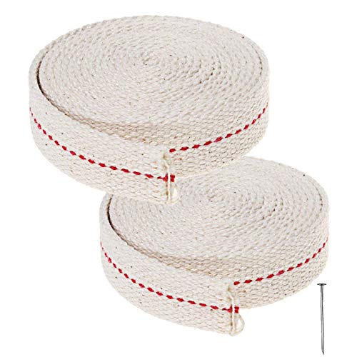 2-Pack Flat Cotton Oil Lamp Wicks - 3/4 Inch x 6.5 Ft Replacement Rolls