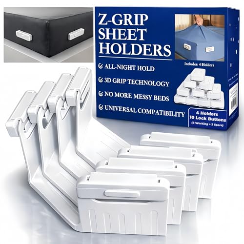 Fitted Sheet Holders - No-Lift Bed Sheet Corner Grippers & Locks Set