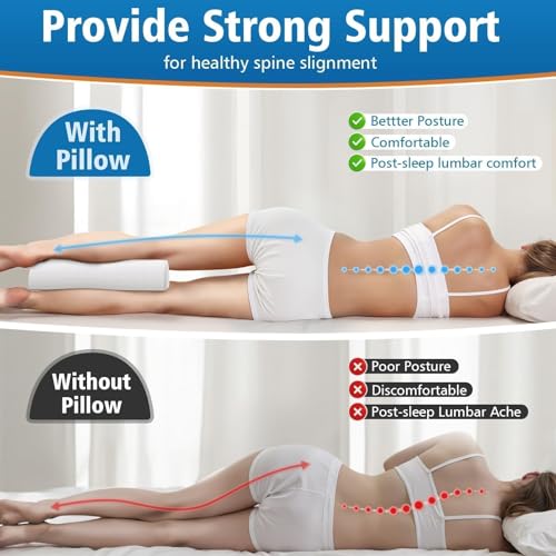 Memory Foam Knee Pillow for Side Sleepers - Half Moon Bolster for Pain Relief