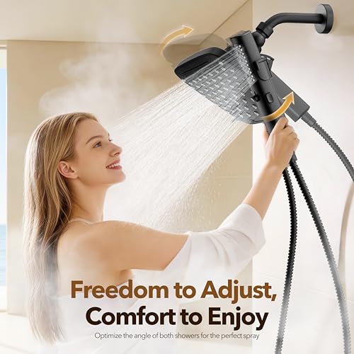 10-Inch Dual Shower Head Combo with Handheld Spray, Matte Black