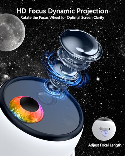TWElvetooo 3D Galaxy Projector White with Bluetooth Speaker, 90 Scenes Night Light