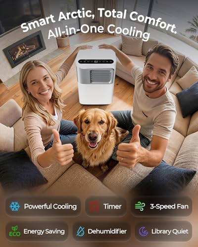 16000 BTU Portable Air Conditioner 5-in-1 Smart AC Unit for Large Rooms