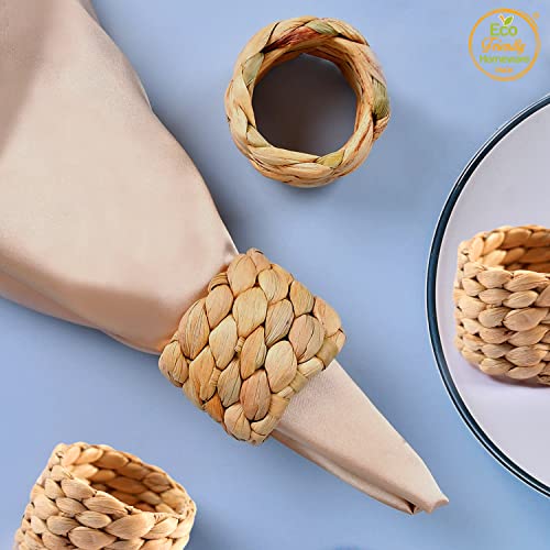 48 Pcs Water Hyacinth Napkin Rings Set for Wedding Holiday Dinner Home Decor