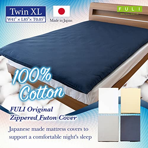 100% Cotton Zippered Futon Cover, Twin XL, Dark Gray - Breathable & Machine Washable