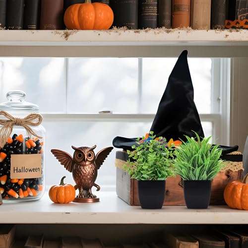 2 Pack Small Artificial Plants with Black Pots for Modern Home Decor