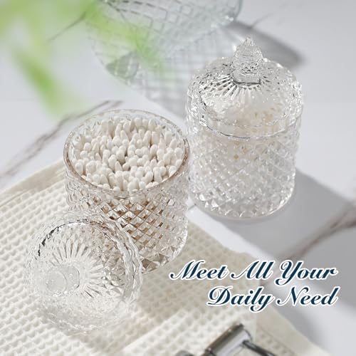 4-Piece Diamond Pattern Glass Bathroom Accessory Set - Counter Organizer