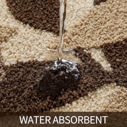 2-Piece Brown Bathroom Rug Set, Non-Slip Plush Microfiber Bath Mats