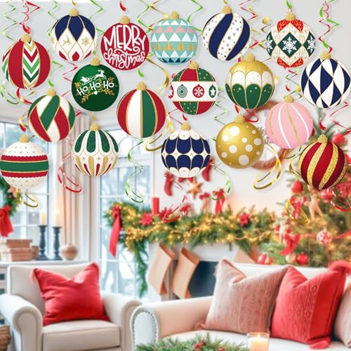 Pedel Christmas Ball Variation: 48Pcs Hanging Foil Swirls Ceiling Decor