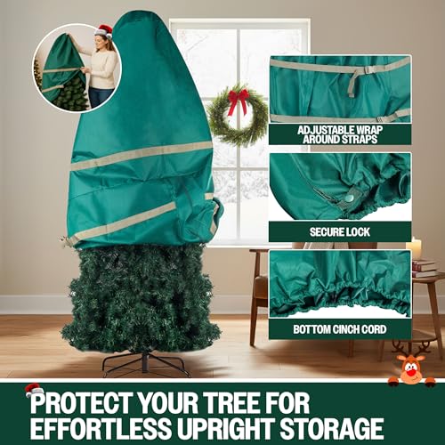 Christmas Tree Storage Bag for 6-9 Ft Artificial Trees, Canvas Cover with Zipper & Straps