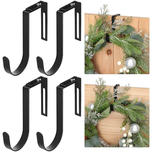 Adjustable Over the Door Wreath Hanger 4-Pack - Fits 1.5-3.78 Inch Doors
