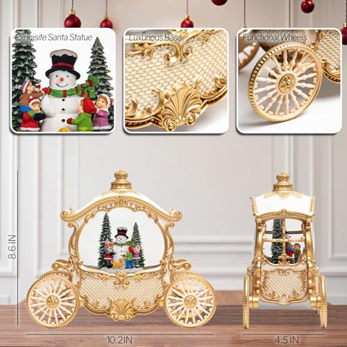 Musical Christmas Carriage Snow Globe Lantern with LED Light & Glitter