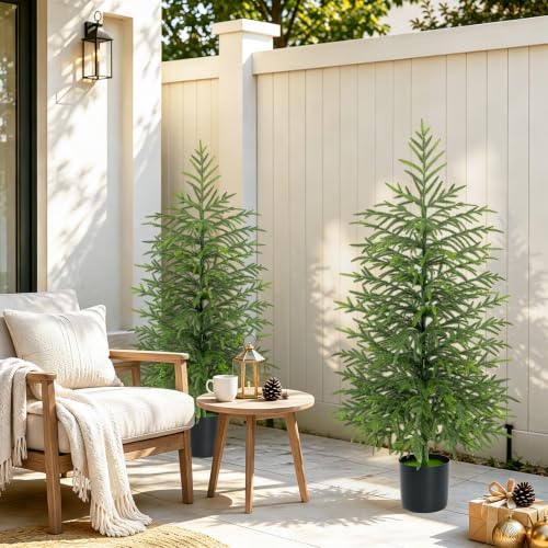 4 Ft Real Touch Norfolk Pine Christmas Tree with Lights - Yastouay, Tabletop