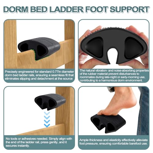 2-Pack Non-Slip Rubber Dorm Bed Ladder Foot Pads for Loft Bunk Beds
