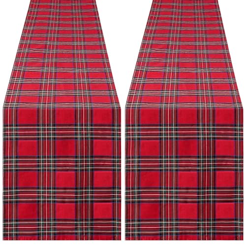 2 Packs Red Buffalo Plaid Table Runners 13x84 Inch – Christmas Decor
