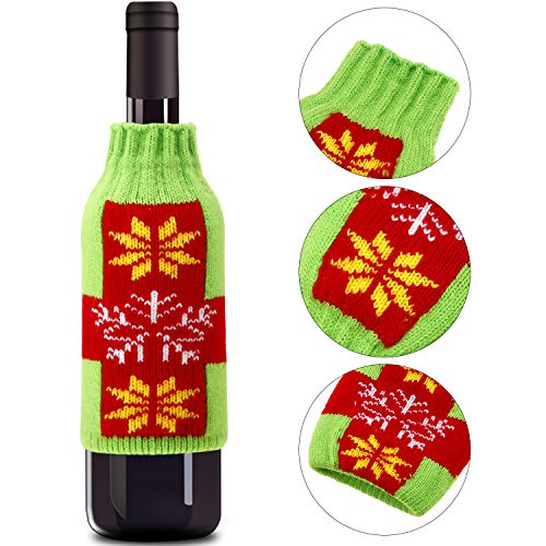Boao 6-Pack Ugly Christmas Wine Bottle Covers with Hats – Knit Sweater Decor
