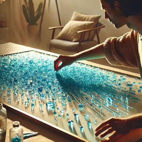 Turquoise Crushed Glass for Resin Art & Crafts - 3-6mm Chips (0.9 lb)