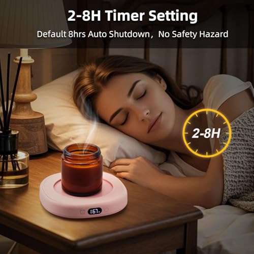 Pink Mug with Warmer Set - Electric Heated Coffee & Tea Cup with Temperature Control