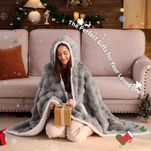 IFNOW Wearable Blanket with Sleeves for Women, Oversized Snuggle Robe - Lightgrey-4070