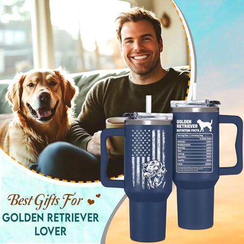 Couple Fox Golden Retriever Tumbler 40oz - Dog Lover Gift for Men & Dad