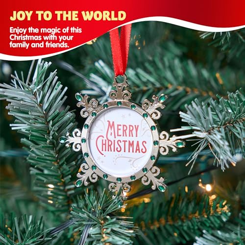 Joiedomi Christmas Photo Ornament Snowflake with Green Gems - Family Decor