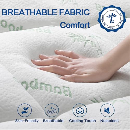 White Twin XL Mattress Topper - Extra Thick Pillow Top, Cooling Bamboo Cover
