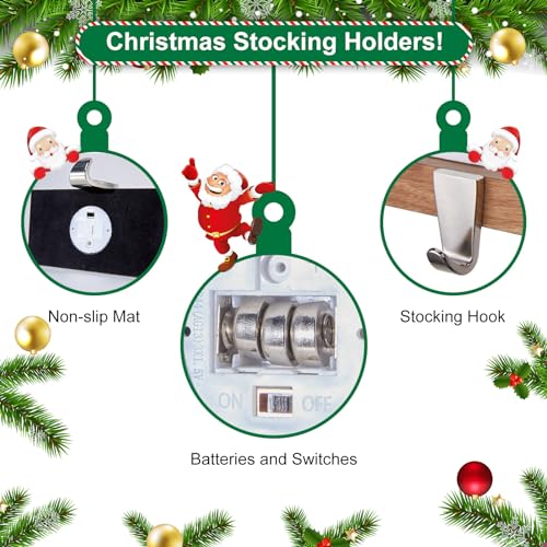 Minetom Warm White LED Christmas Stocking Holders Set of 2 for Mantle & More