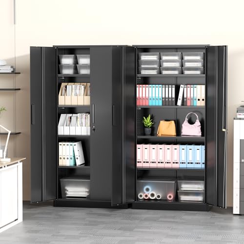 72-Inch Tall Metal Storage Cabinet, Locking Steel Garage Organizer with 4 Shelves