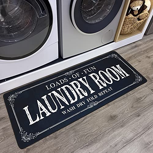 Non-Slip Laundry Runner Rug - 20x47 Inch Farmhouse Kitchen Floor Mat