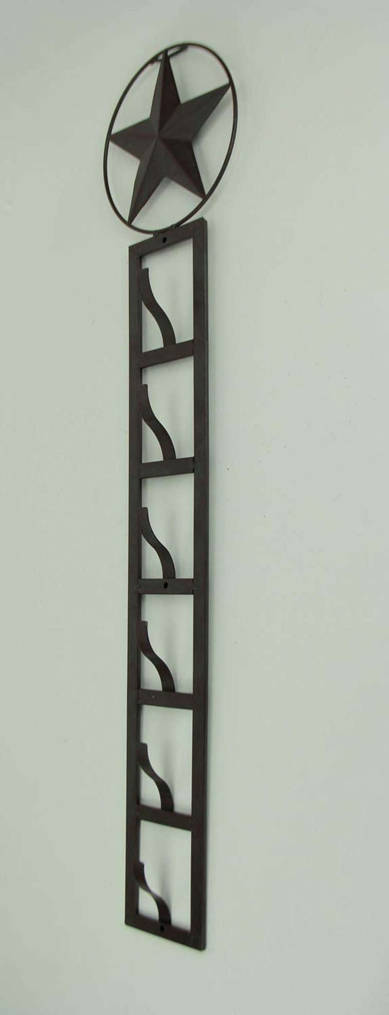 Rustic Brown Metal Western Star 6 Tier Hanging Hat Rack