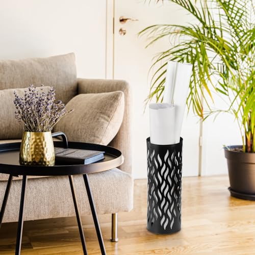 Modern Metal Umbrella Stand - Freestanding Entryway Storage Rack, Black