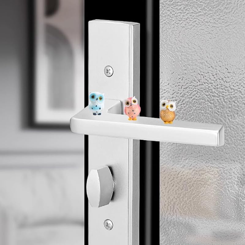 Owl Magnetic Hinge Toppers - Decorative Resin Door Hinge Covers, Set of 3