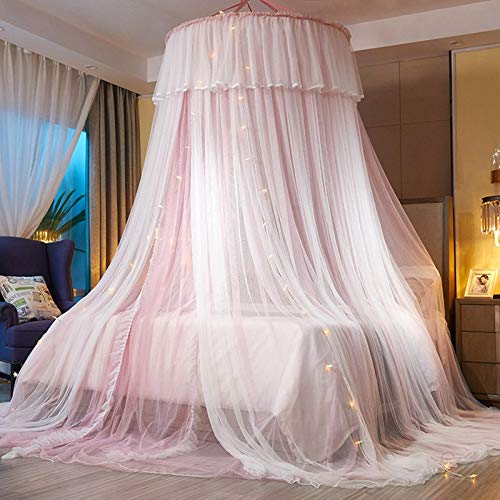 Princess Bed Canopy Curtain - Double Layer Sheer Mesh Dome Mosquito Net