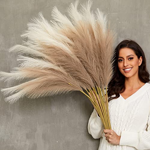 9 PCS 37-Inch Tall Faux Pampas Grass, Fluffy Artificial Floral Stems