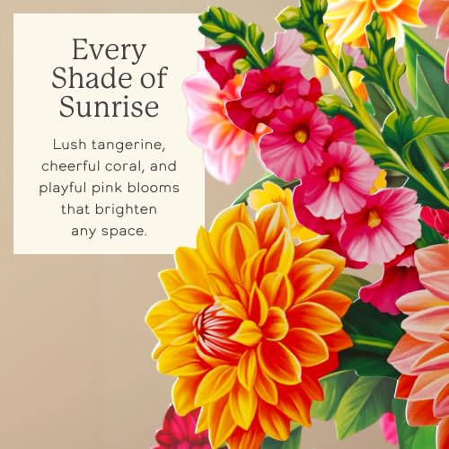 Dahlia Sunrise 3D Pop Up Greeting Card - 14.5 Inch Life-Sized Floral Bouquet