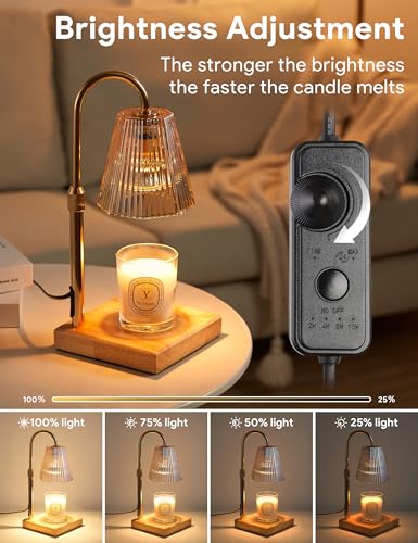Candle Warmer Lamp with Adjustable Height & Timer, Gold