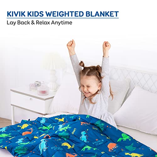 Kivik Kids Weighted Blanket 3lbs (36"x48") - Soft Blue Dinosaur Print