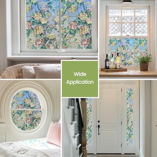 3D Stained Glass Window Film - Decorative Privacy Film, 17.5x47.2in