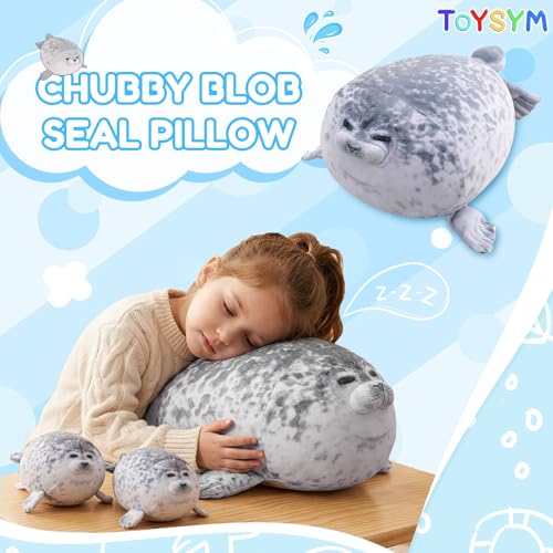 20-inch Chubby Blob Seal Plush Pillow with 4 Removable Baby Seal Toys