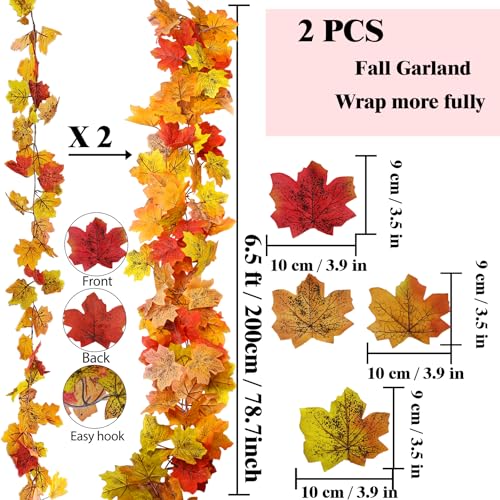 AWARDSEN 2-Pack 13FT Artificial Fall Maple Leaf Garland for Thanksgiving Decor