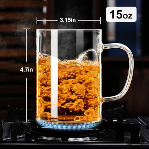 15 oz PARACITY Glass Tea Mug with Infuser & Lid - Borosilicate, Microwave & Dishwasher Safe