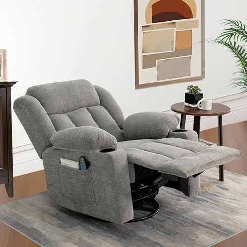 Ketaiyou Lime Gray1 Swivel Recliner Chair with Massage & Heat - Relax & Support