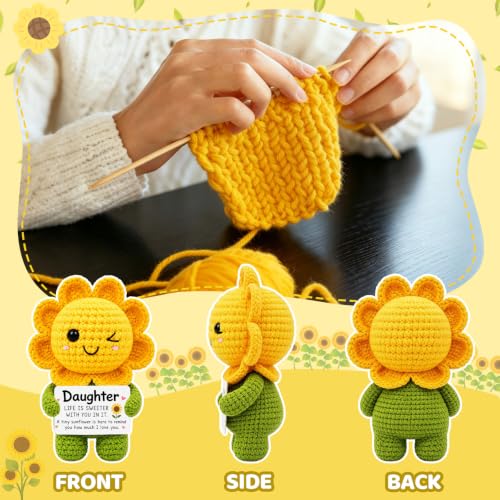 Crochet Sunflower Keepsake Doll - Heartfelt Daughter Gift from Mom & Dad
